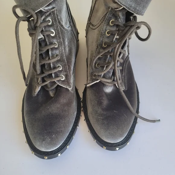 Two by Vince Camuto Shiny Silver Combat Boots - Picture 2 of 8